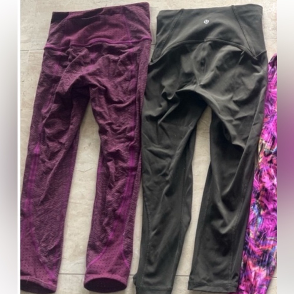 Bundle 2 pairs size 4 Lululemon leggings. , olive green, purple